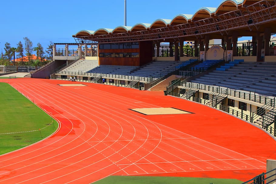 track, athletics, 100 meters, sport, harrows, architecture, HD wallpaper