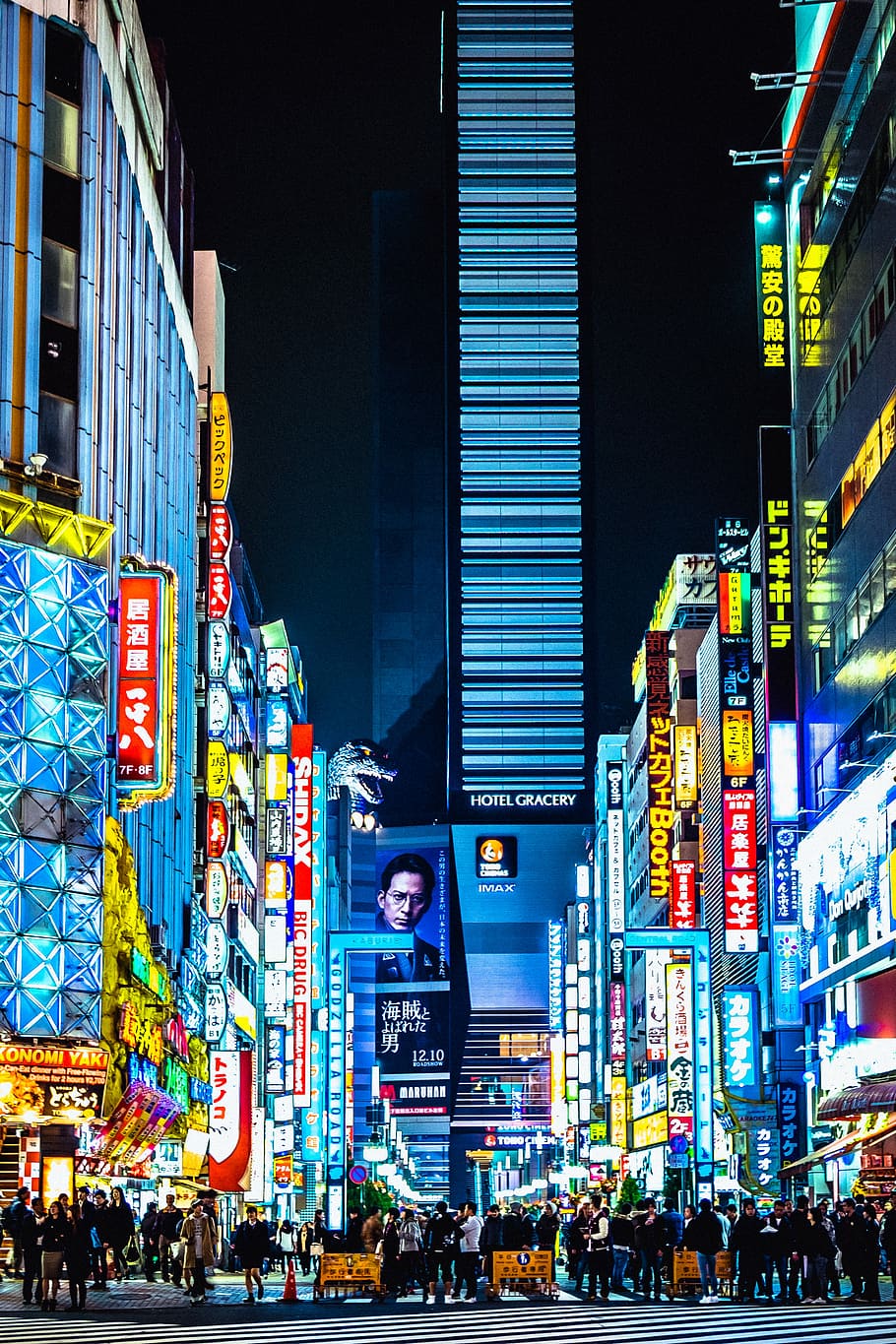 photo of people crossing road, Tokyo, Japan, light, neon, sign, HD wallpaper