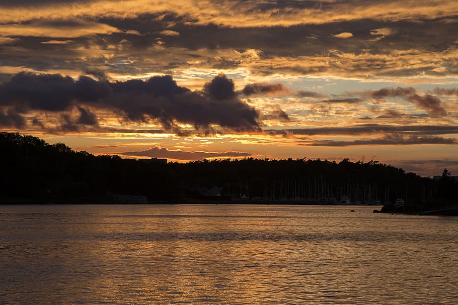 sunset, ocean, water, nature, clouds, sunset beach, evening HD wallpaper