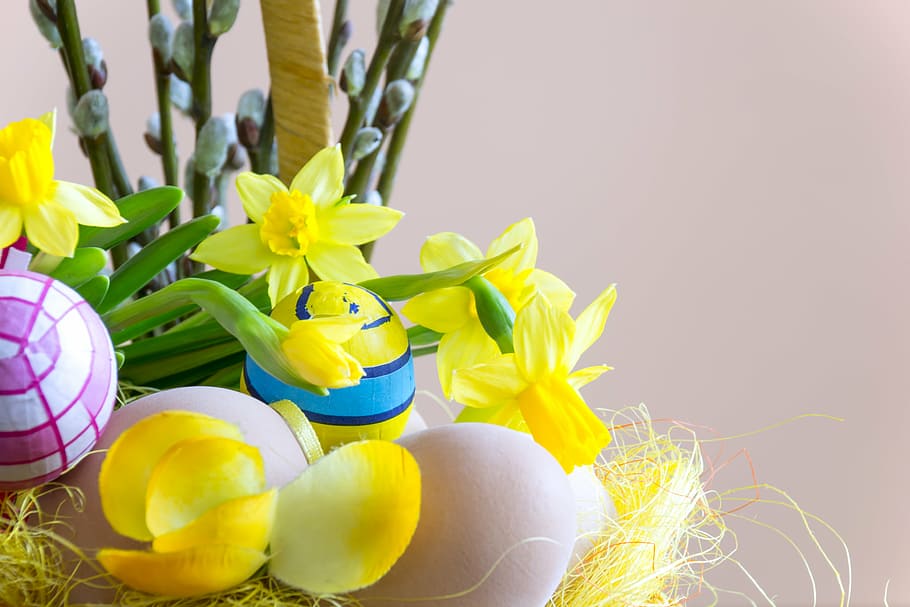 bouquet of multicolored flowes, easter, flower, composition HD wallpaper