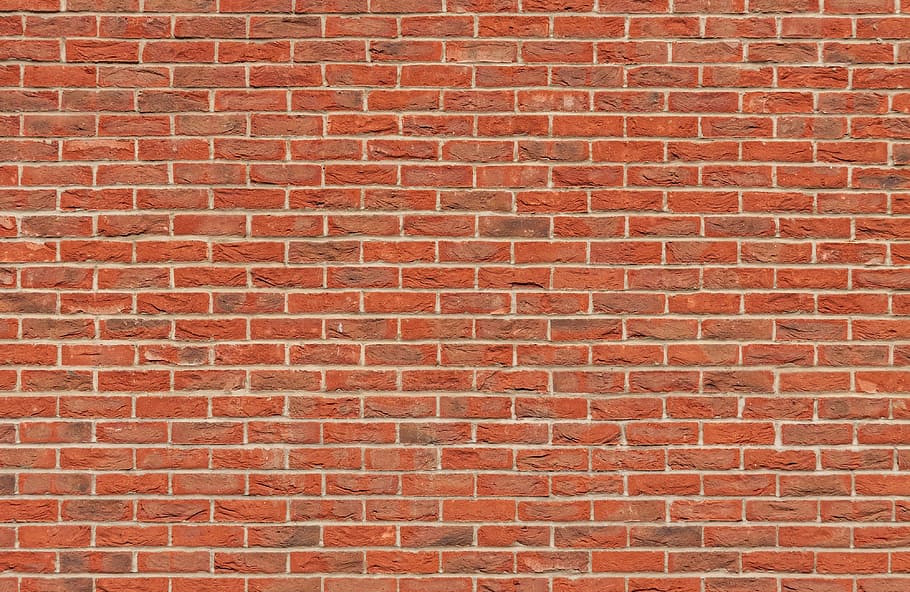 photo of brown concrete brick wall, texture, backgrounds, red