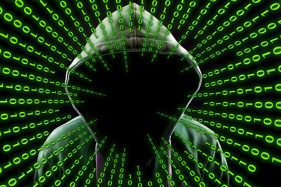 green hoodie, hacker, attack, mask, internet, anonymous, binary, HD wallpaper