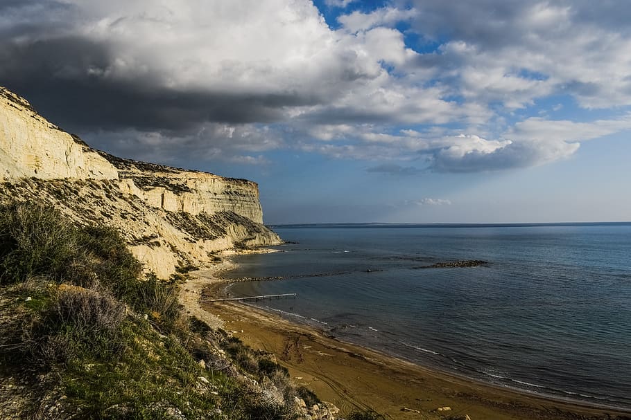 Beach, Cliffs, Sea, Coastline, Landscape, scenic, spectacular HD wallpaper