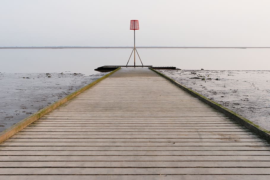 water, sea, nature, outdoors, jetty, lytham st annes, haze, HD wallpaper