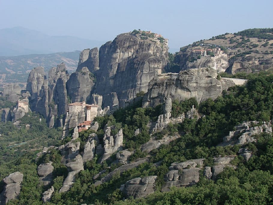 greece, trikala, meteora, rock, solid, rock - object, mountain HD wallpaper