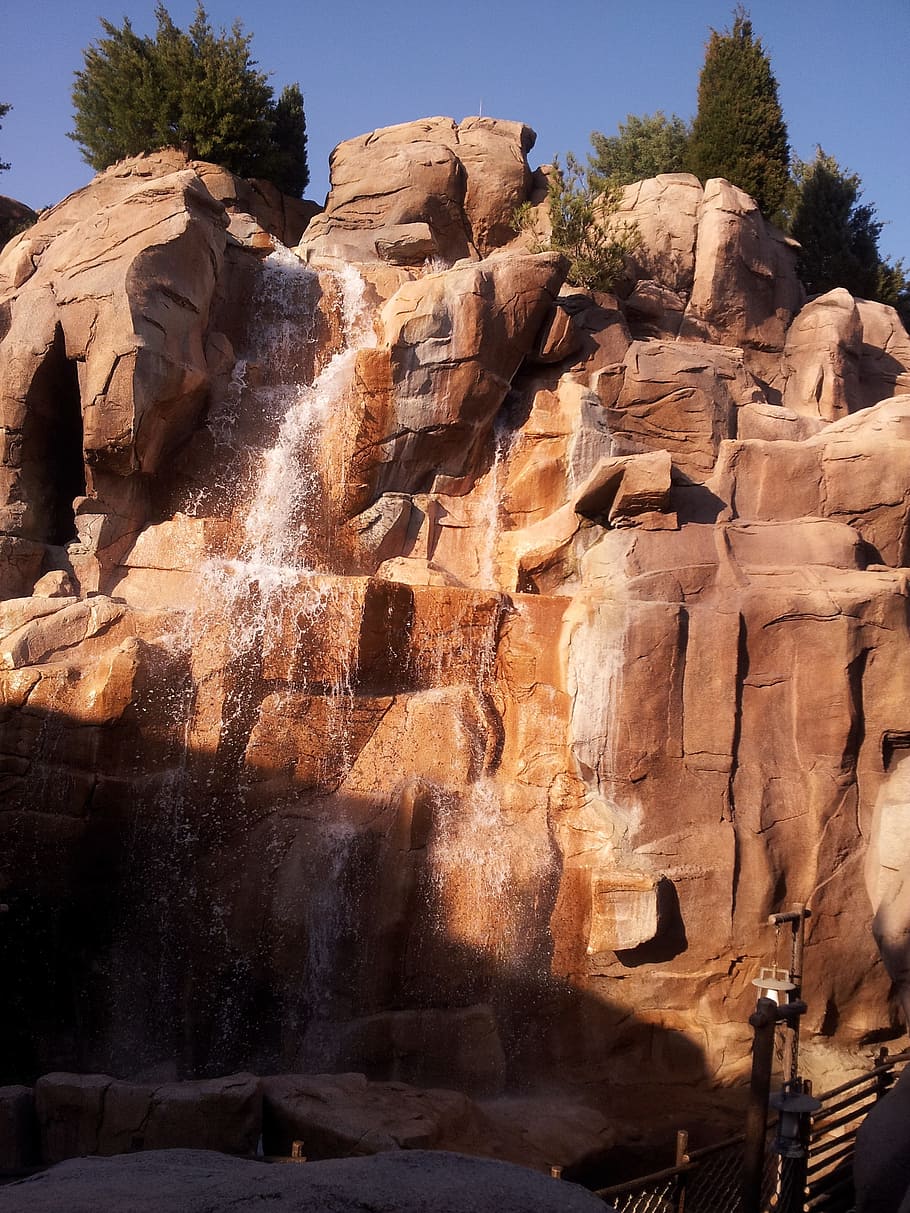 waterfall, flow, scenic, disney, epcot, vacation, attraction HD wallpaper