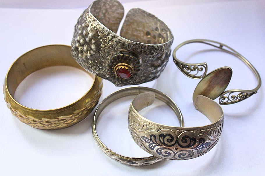 bijouterie, necklace, bracelet, jewelry, ornament, metal, fashion, HD wallpaper