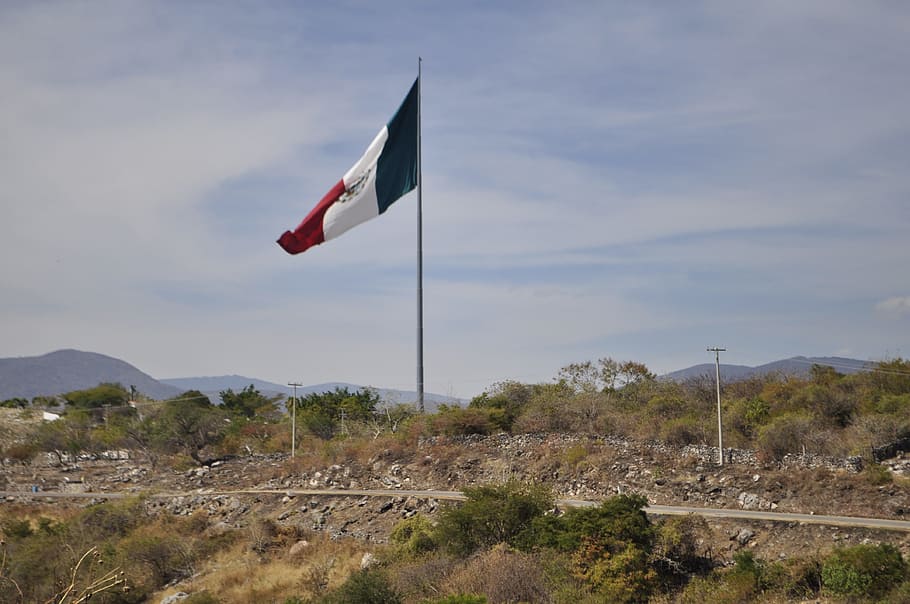 mexican, mexico, flag, sky, patriotism, mountain, environment HD wallpaper
