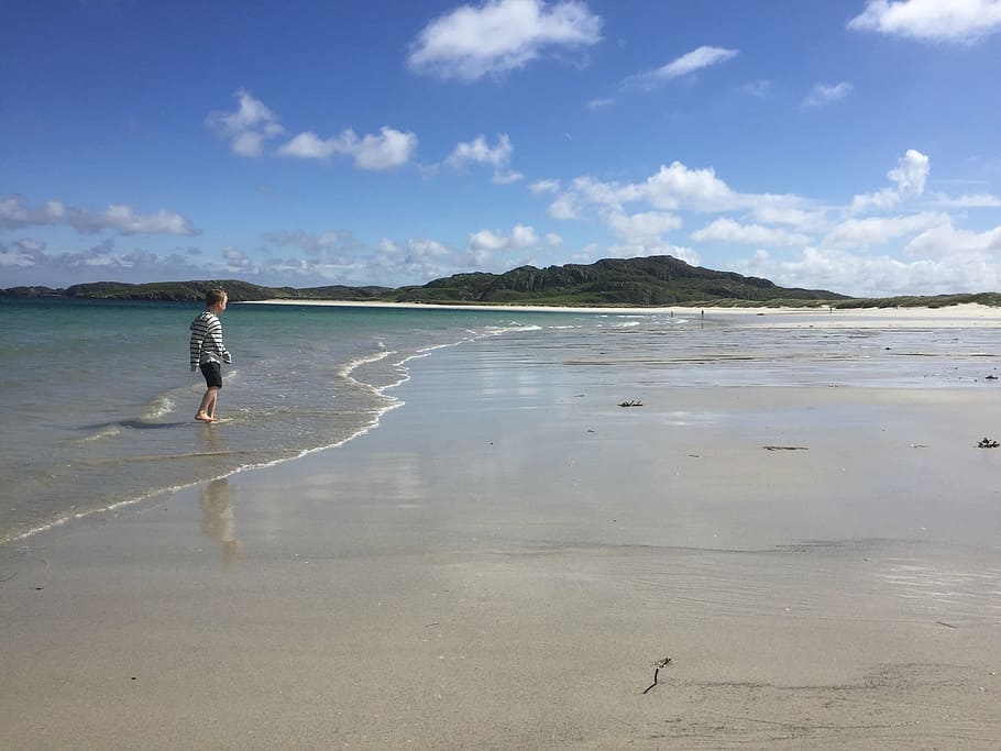 beach, lewis, uig, hebrides, scotland, sea, sand, people, outdoors HD wallpaper