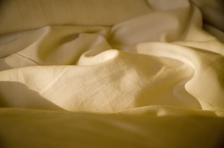 close-up photo of beige textile, bed, sheet, cloth, abstract HD wallpaper