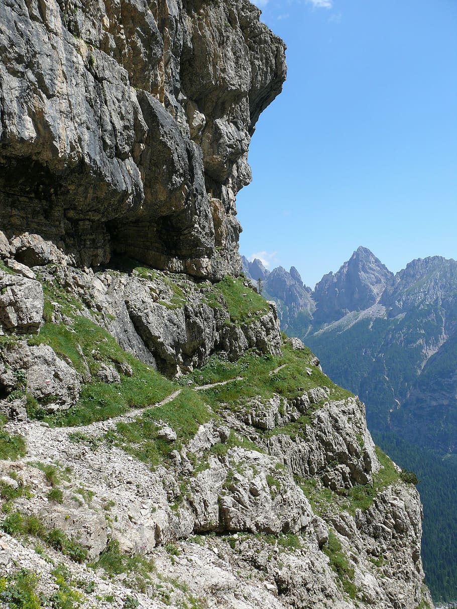 mountains, dolomites, climb, rock, sky, nature, solid, rock - object HD wallpaper