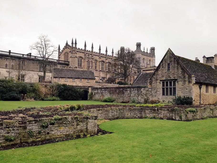 architecture, old, lawn, house, travel, oxford, built structure HD wallpaper