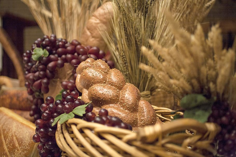 Bread, Wheat, Grapes, Bountiful, food and drink, indoors, freshness HD wallpaper