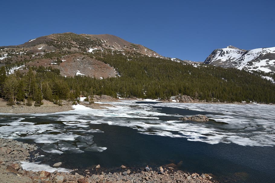 lake, ice, plaice, mountains, forest, frozen, cold, water, roma table HD wallpaper