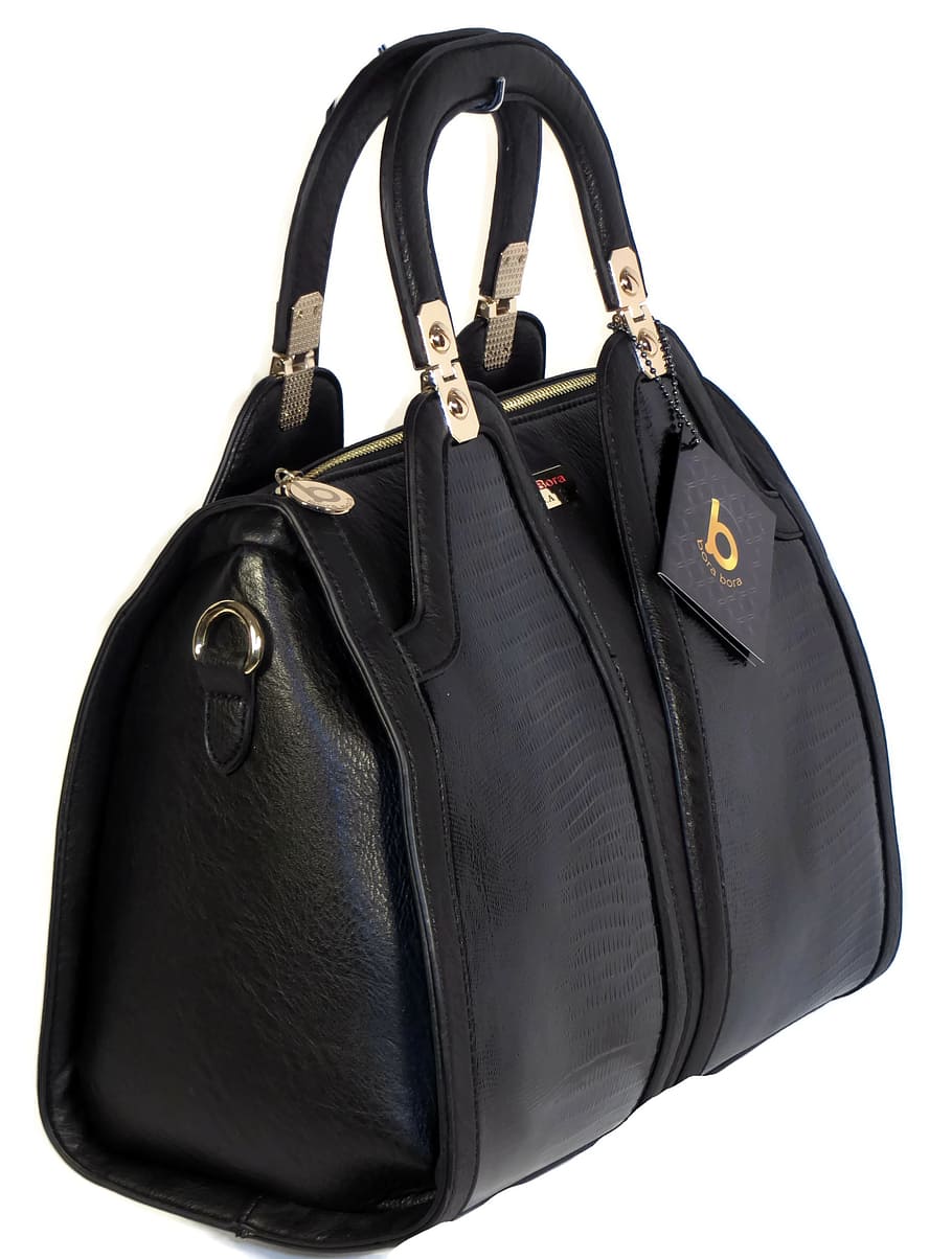 black leather shoulder bag, handbag, purse, fashion, female, style, HD wallpaper
