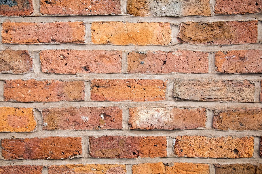 close-up photo of brown concrete wall bricks, brick wall, brick wall background HD wallpaper