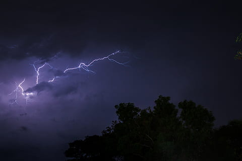 low angle photo of thunder and tree, Lightning, Thunder, Cloud HD wallpaper