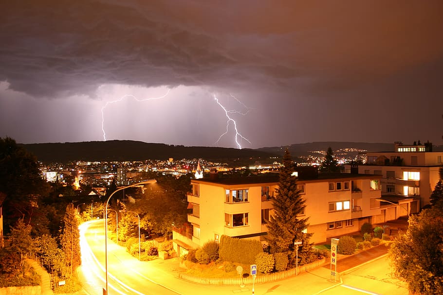 zurich, switzerland, forward, flash, night, lightning, power in nature HD wallpaper