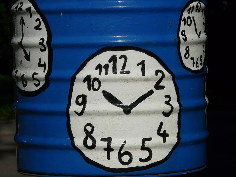 clock, time of, clock face, pointer, paint, painted, blue, number HD wallpaper