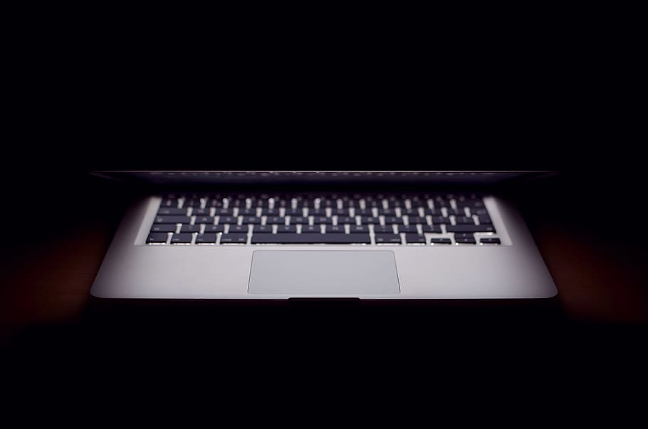 slightly opened MacBook Air, photo of gray laptop computer, technology HD wallpaper