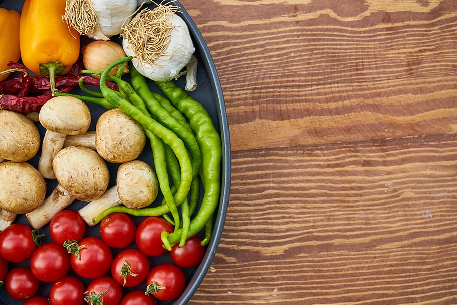 gray steel container filled with assorted vegetables, tomato HD wallpaper