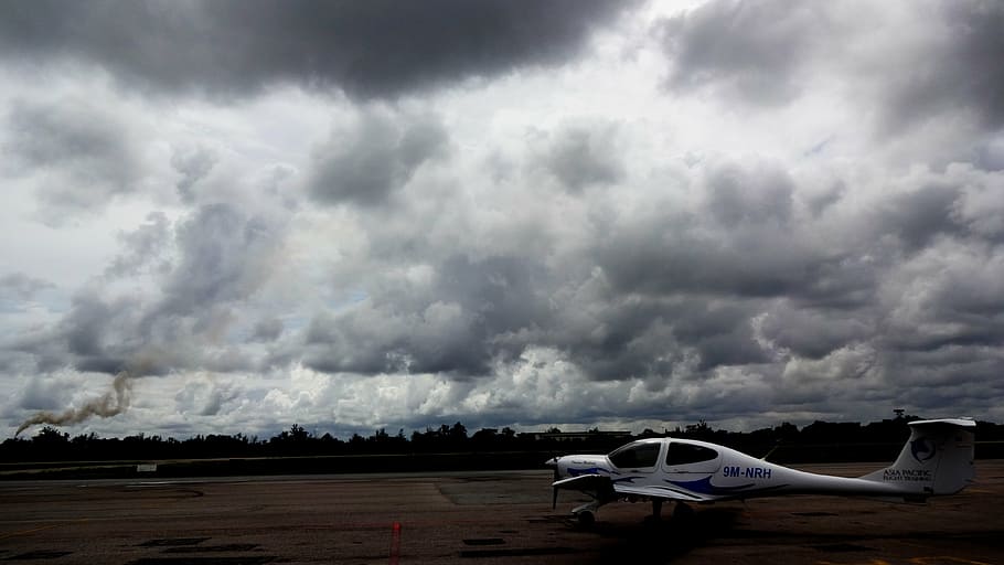 clouds, airplane, diamond, blue, cloudy, airfield, white, cloud - sky HD wallpaper