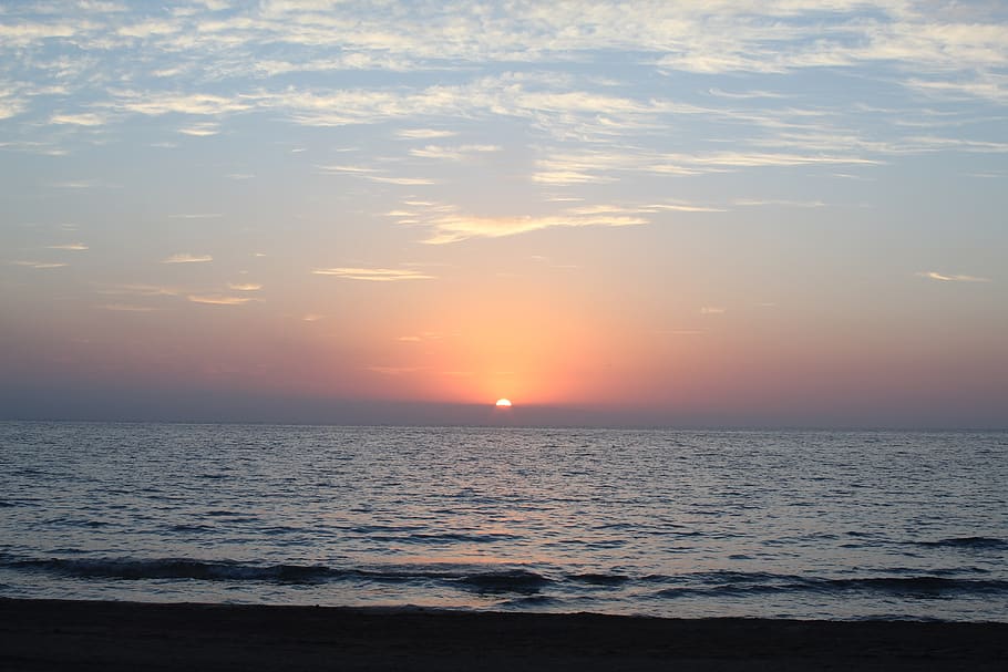 dawn, sky, landscape, clouds, sea, water, beauty in nature HD wallpaper