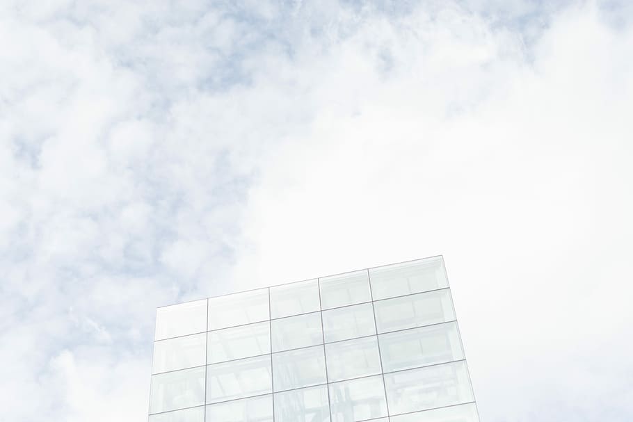 photo of clear building, low-angle photography of building, sky HD wallpaper