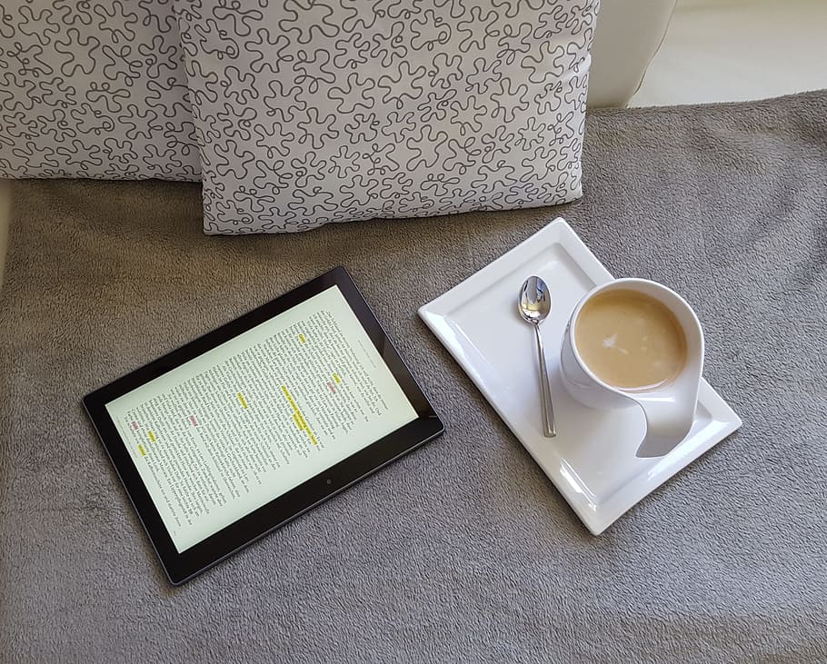 white ceramic mug and stainless steel spoon on white tray, coffee mug HD wallpaper