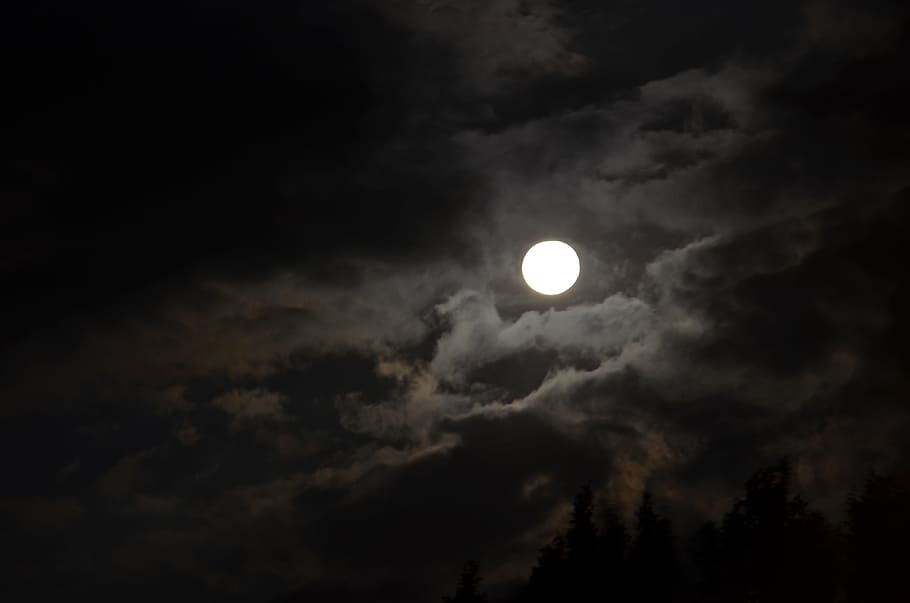 Moon, Night, Groza, astronomy, full moon, solar eclipse, sky HD wallpaper