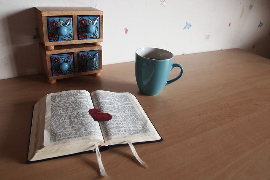 Bible, Read, Coffee, Cup, Bookmark, the heart of, faith, table HD wallpaper