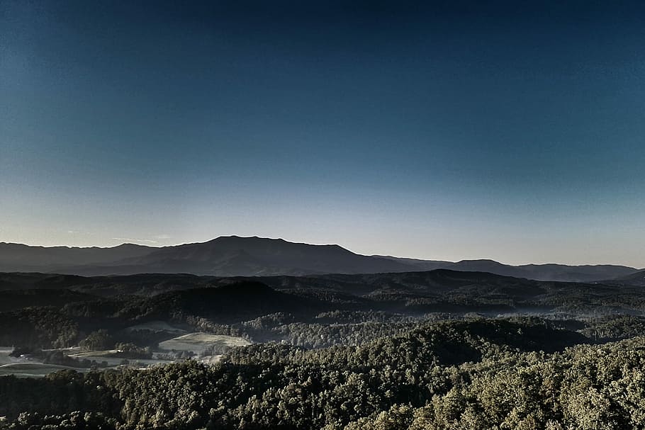 bird's-eye view photography of mountains, landscape photography of tree-covered mountains HD wallpaper
