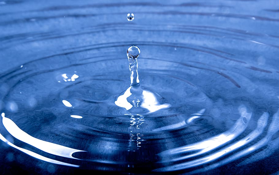 water, drop, splash, blue, wet, raining, rippled, close-up HD wallpaper