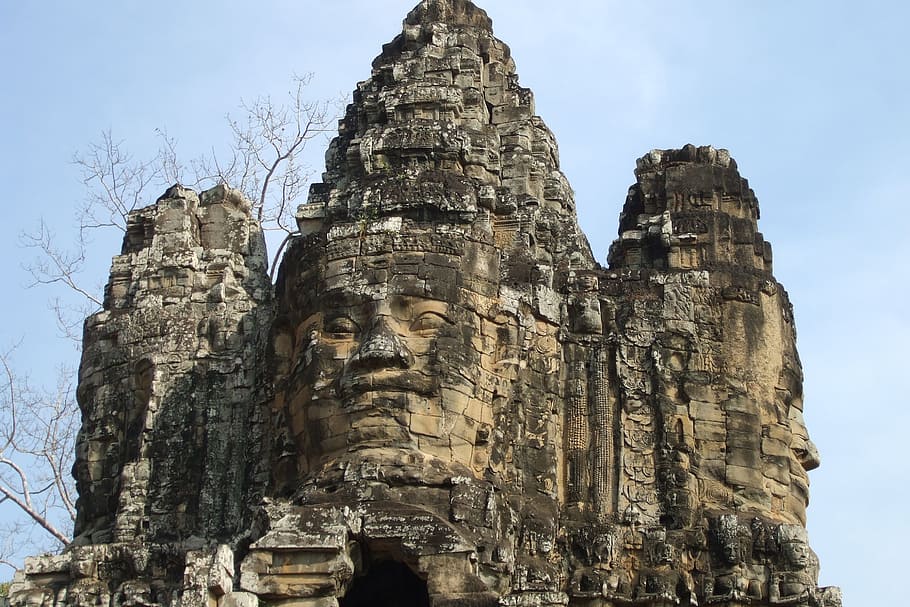 Angkor Wat, Temple, Cambodia, Buildings, architecture, face