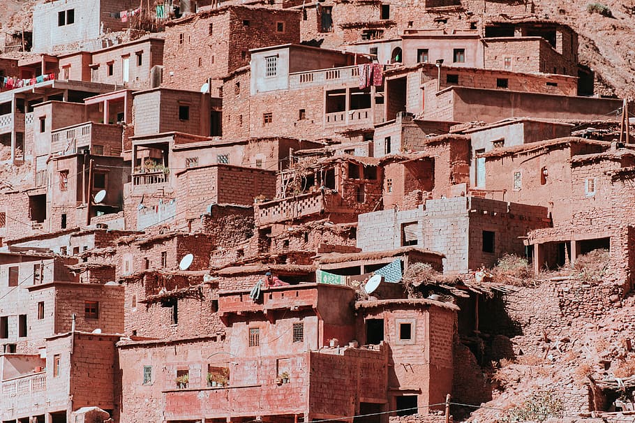 Moroccan Village, low angle photography of town, building, architecture HD wallpaper