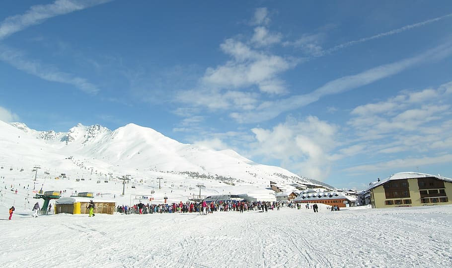 skiing, ski area, winter, sports, snow, extreme, extreme sports HD wallpaper