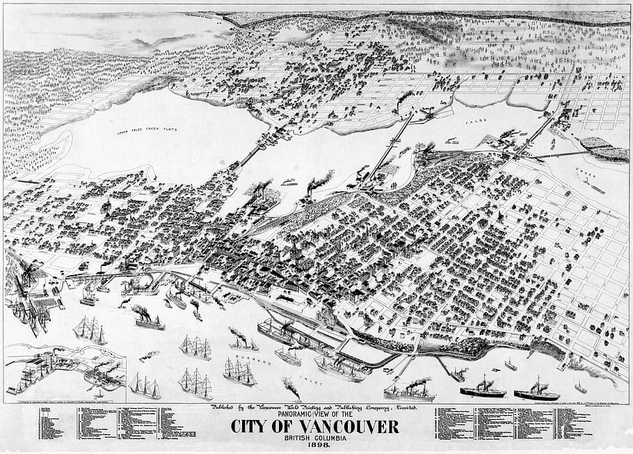 Panorama of Vancouver, 1898 in British Columbia, canada, photos