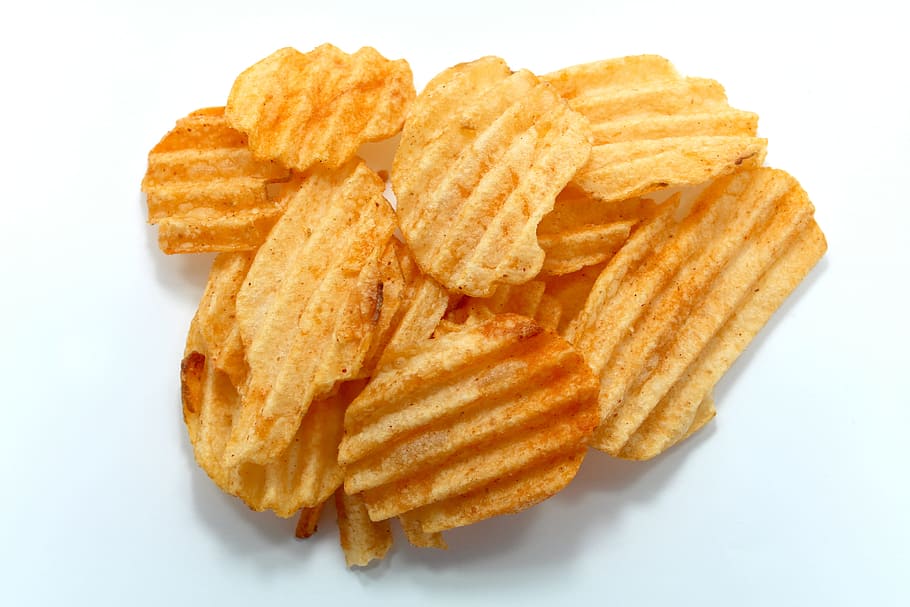 snack, snacking, potatoe, food, bowl, junk, closeup, isolated HD wallpaper