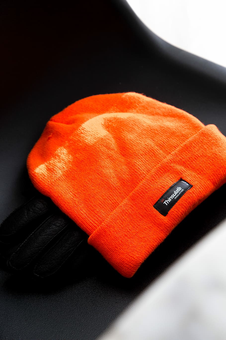 orange knit cap, closeup photo of orange Thinsulate knitted cap, HD wallpaper