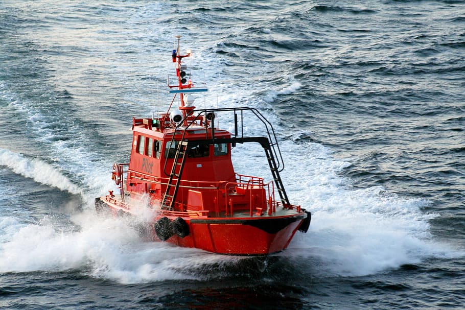 pilot, boot, water, traffic, port, ships, city, sea, holiday HD wallpaper