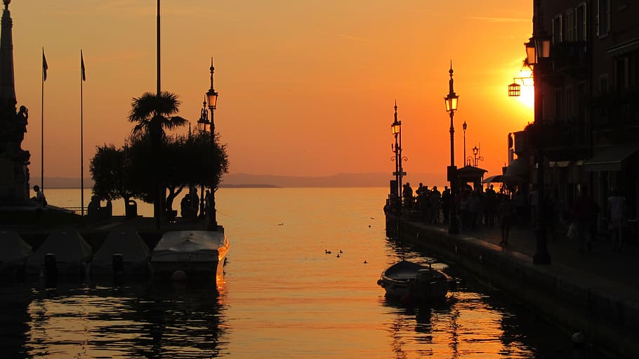 sunset, harbor, romantic, landscape, tourism, water, sky, reflection HD wallpaper