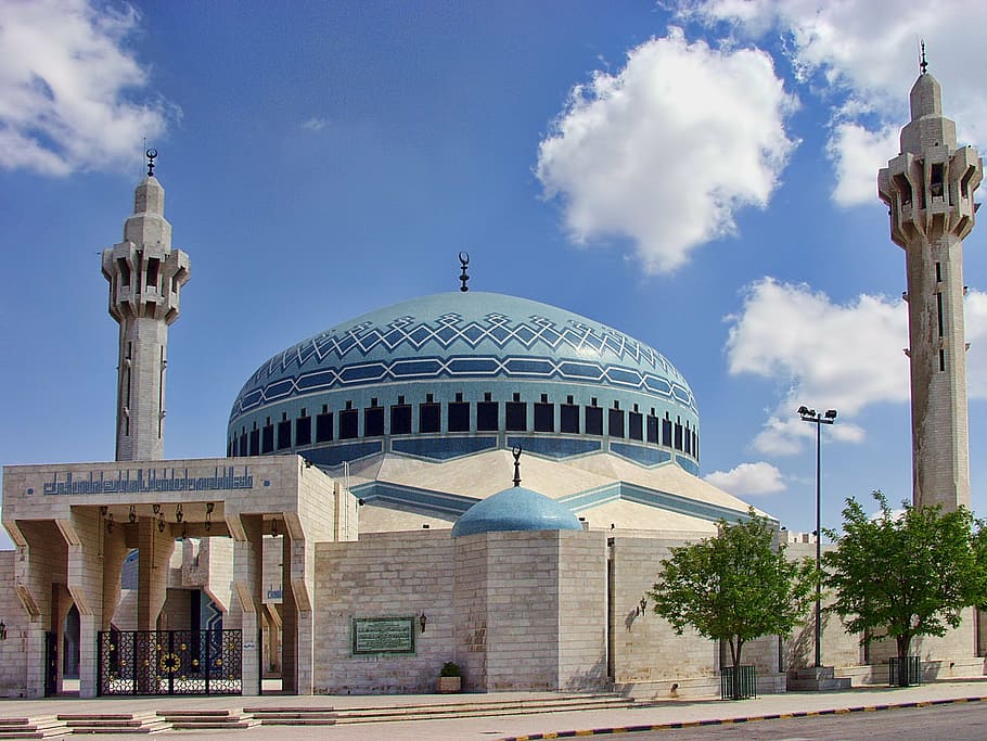 amman, jordan, blue mosque, architecture, landmark, religion, HD wallpaper
