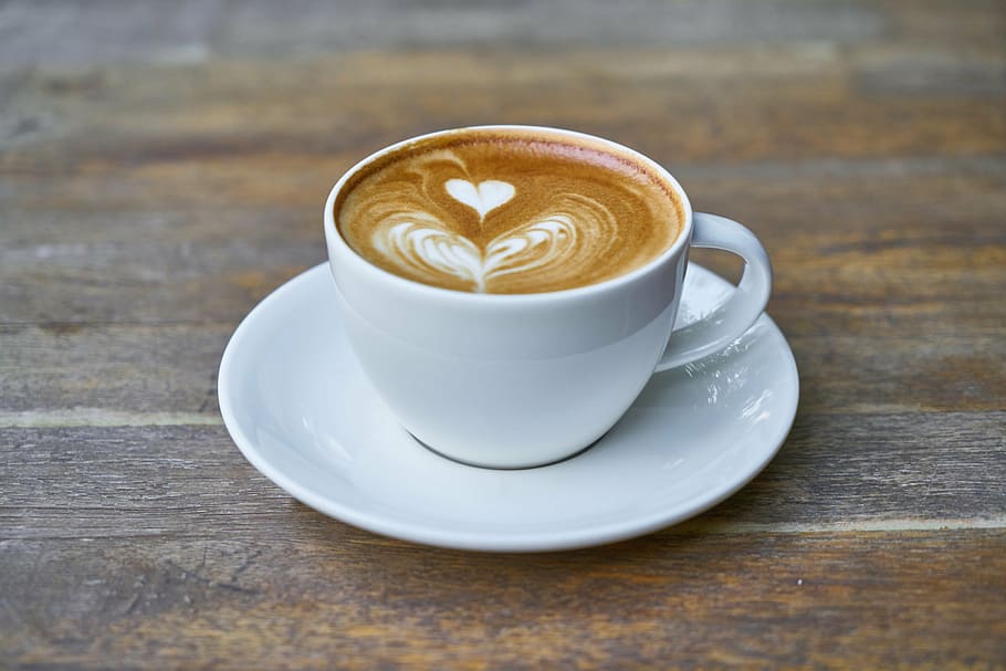 white ceramic teacup with saucer filled with cappuccino, coffee HD wallpaper