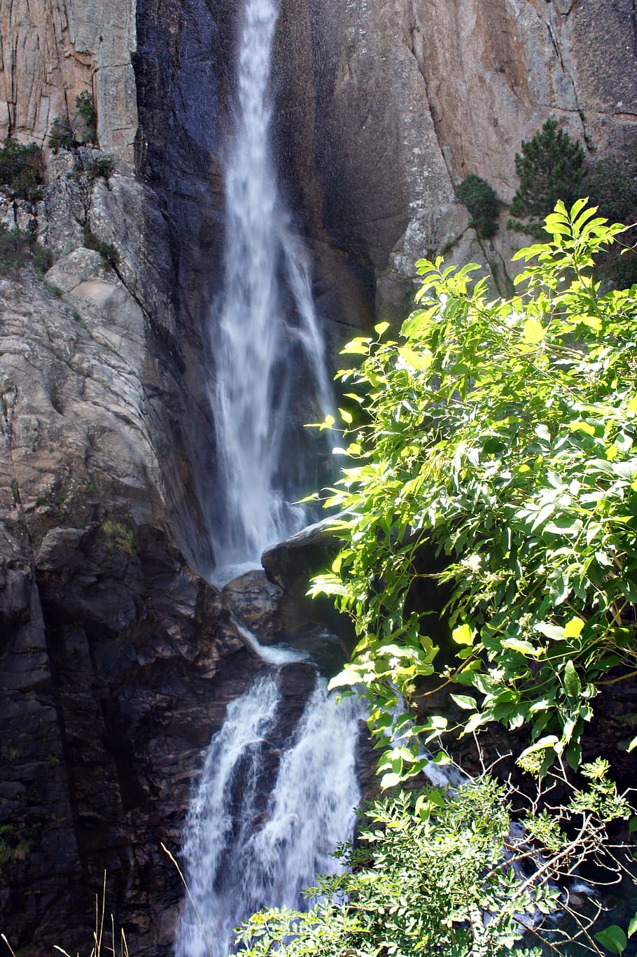 waterfall, sun, trees, holiday, motion, rock, scenics - nature HD wallpaper