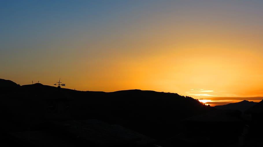 Sunset, Mountain, silhouette, scenics, nature, landscape, no people HD wallpaper