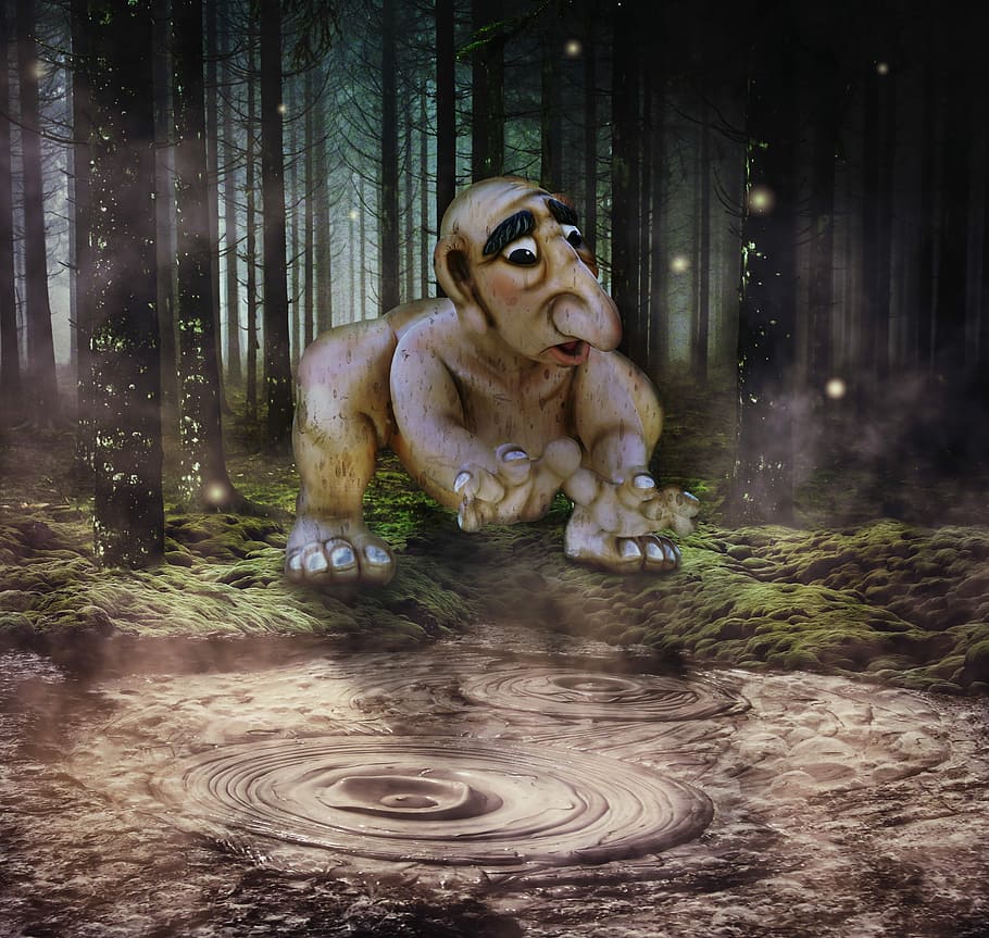 cartoon character near dirt digital wallpaper, fantasy, troll HD wallpaper