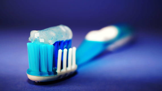 shallow focus photography of toothbrush, toothpaste, hygiene HD wallpaper