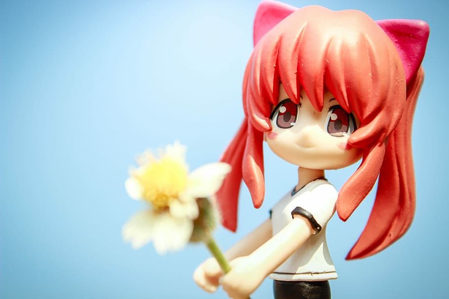 Anime, Toys, Form, Model, Nature, mini, girl, red hair, sky HD wallpaper