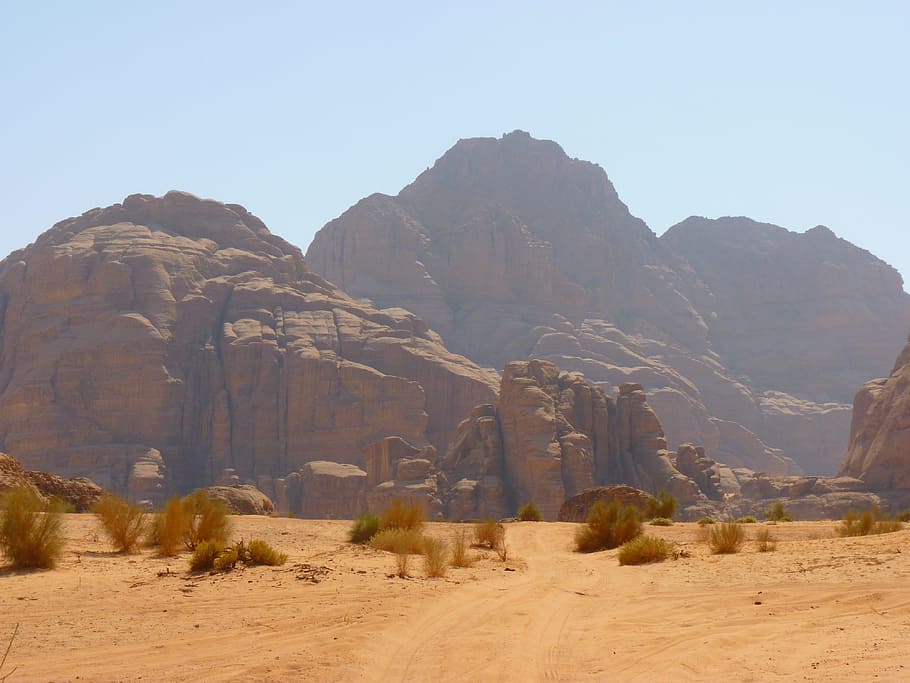 mountain ranges in desert, Wadi Rum, Negev Desert, Jordan, holiday, HD wallpaper