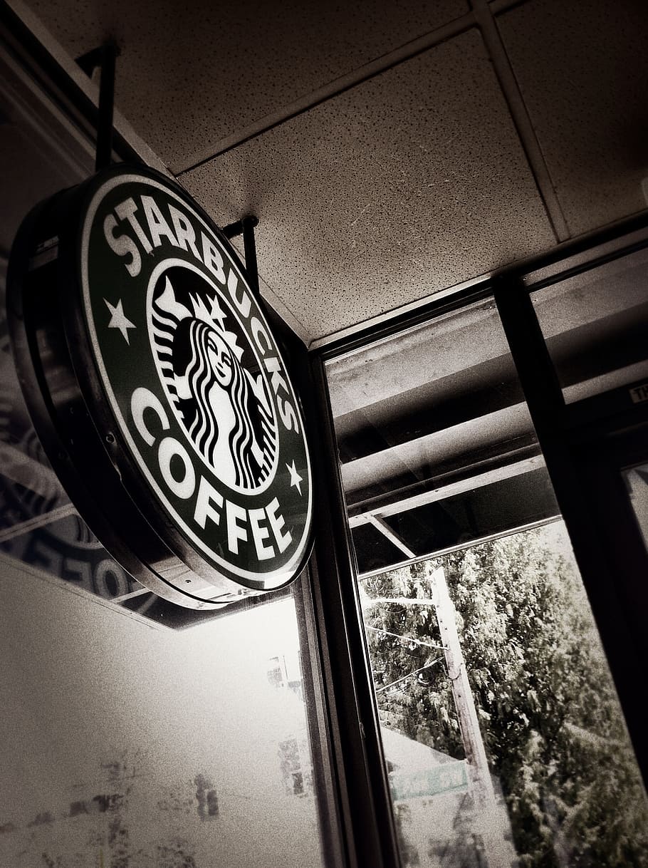 Starbucks Coffee signage, mood, logo, entrance, cafe, text, transportation, HD wallpaper